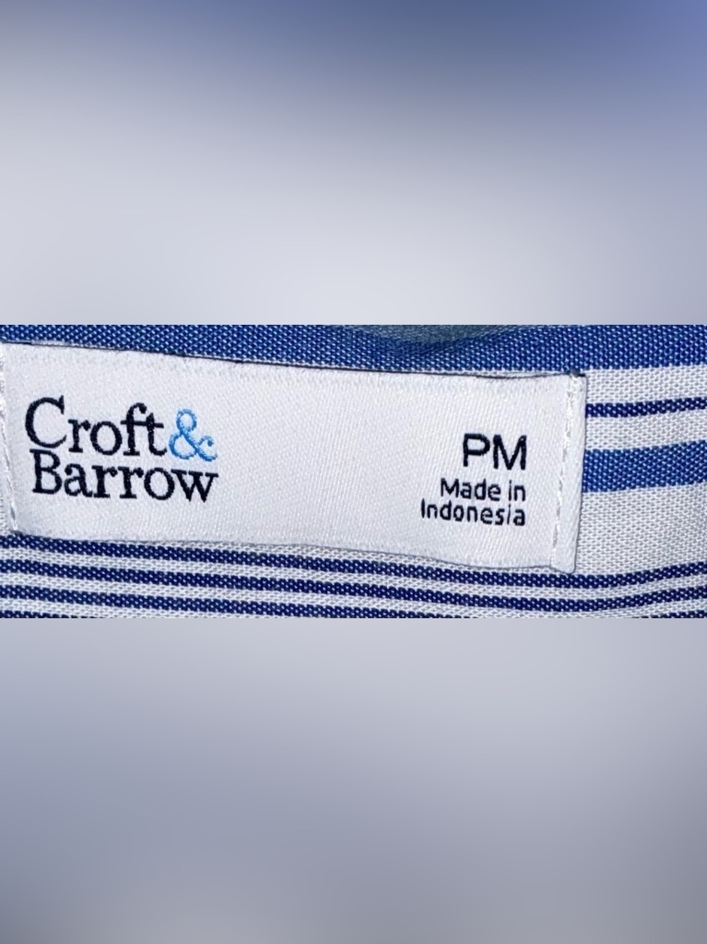 Croft & Barrow Blue & White Vertical Stripe Short-Sleeve Button-Down Shirt (NWT) - Picture 6 of 7